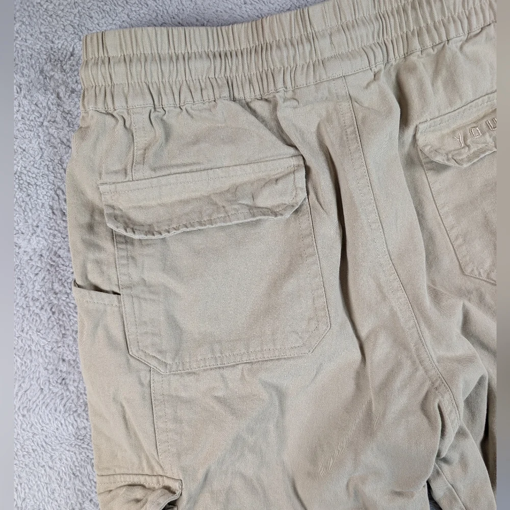 Youngla Cargo Joggers Mens Sz L Tan Tapered Drawstring Athleisure Gym - Picture 11 of 12